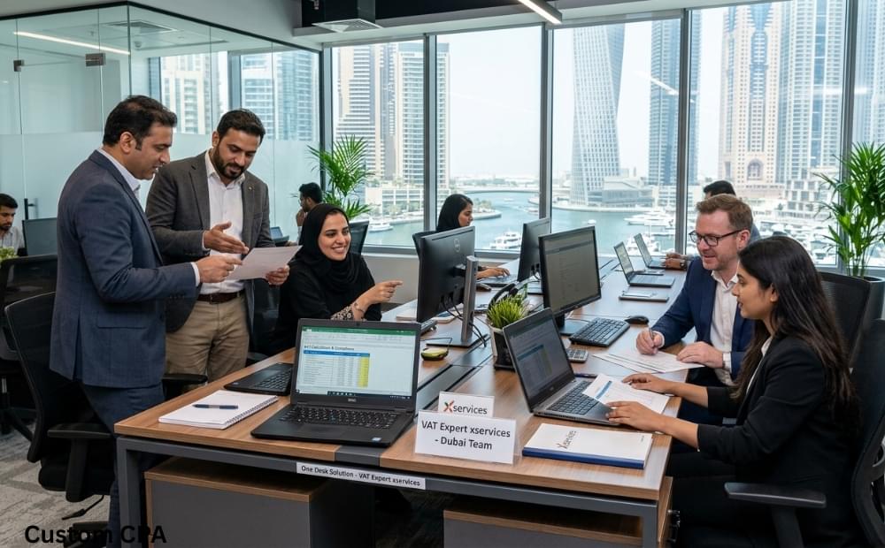 One Desk Solution,VAT Expert xservices team working in the office in Dubai