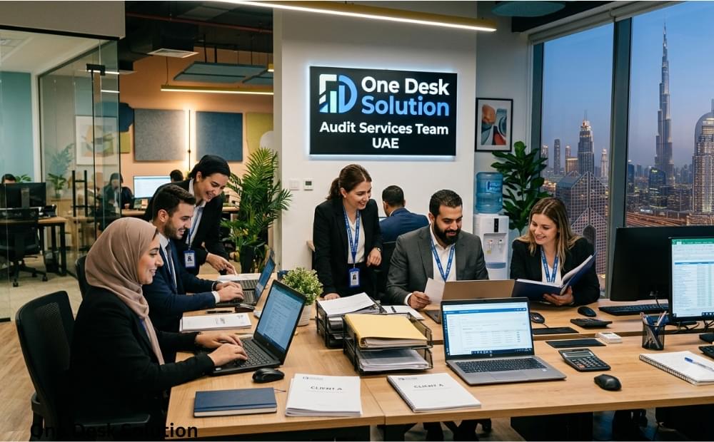 One Desk Solution, audit services team working in the office, UAE
