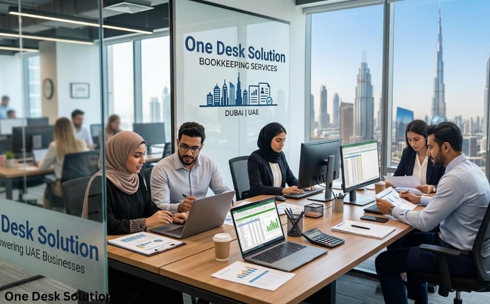 One Desk Solution, bookkeeping Services team working in the office, UAE