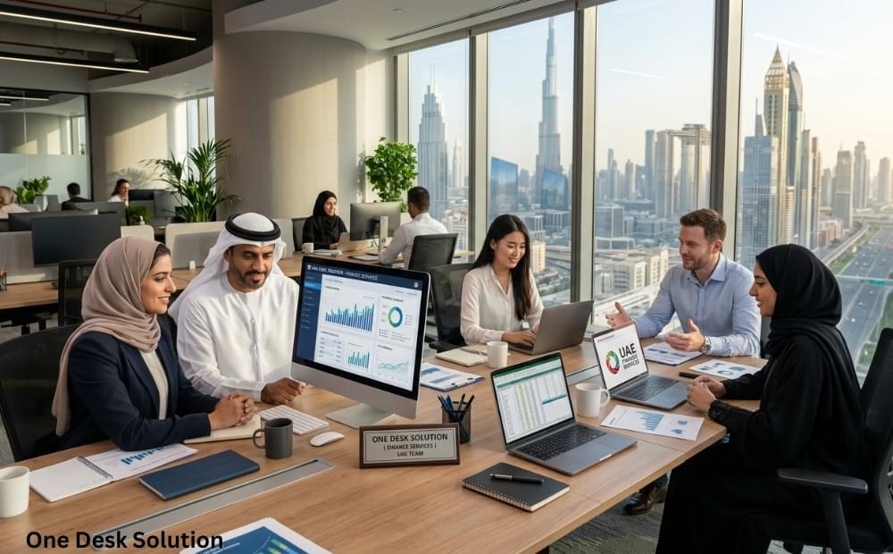 One Desk Solution, Finance Services team working in the office, UAE