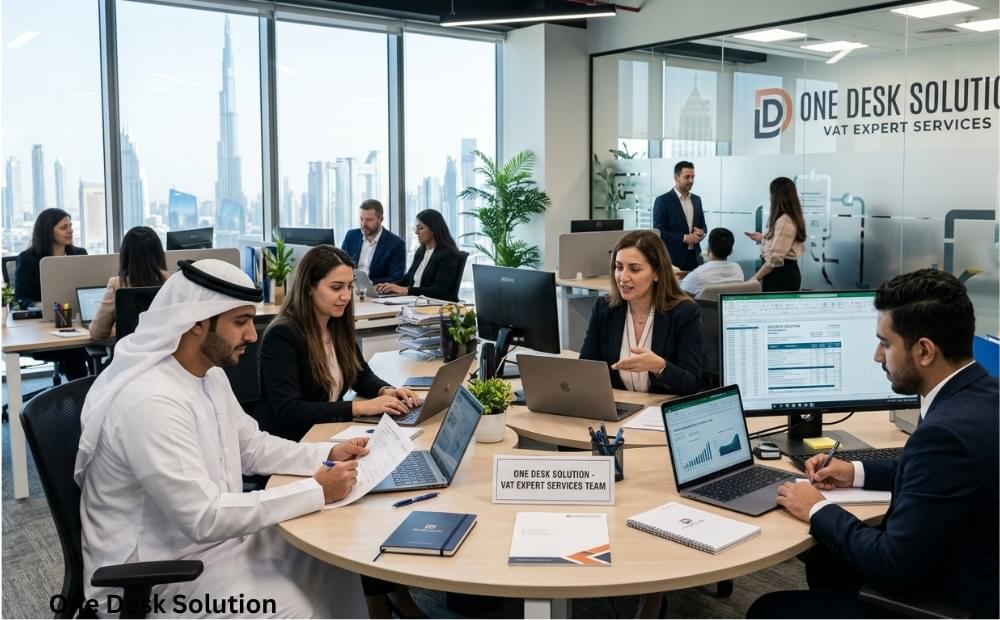 One Desk Solution, VAT expert services team working in the office, UAE