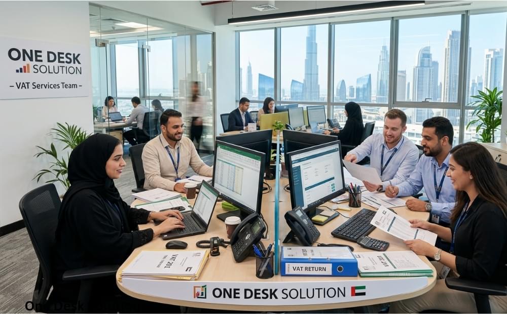 One Desk Solution, VAT services team working in the office, UAE