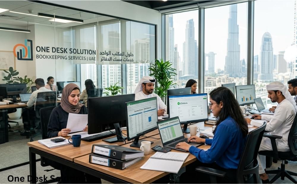 One Desk Solution, Bookkeeping Services team working in the office, UAE