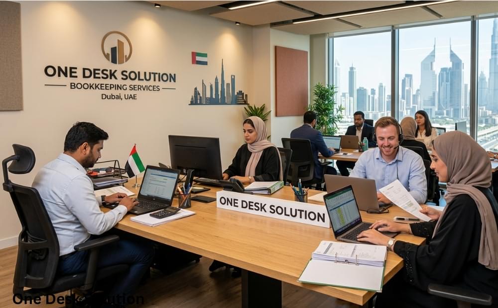 One Desk Solution, Bookkeeping Services team working in the office, UAE