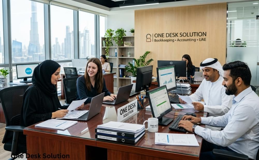 One Desk Solution, bookkeeping services team working in the office, UAE
