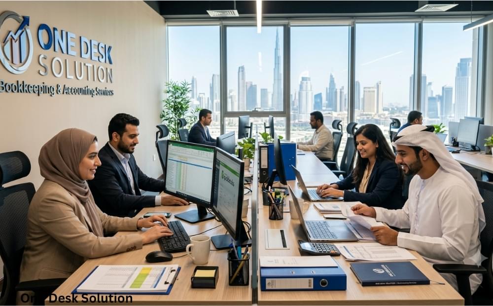 One Desk Solution, bookkeeping services team working in the office, UAE