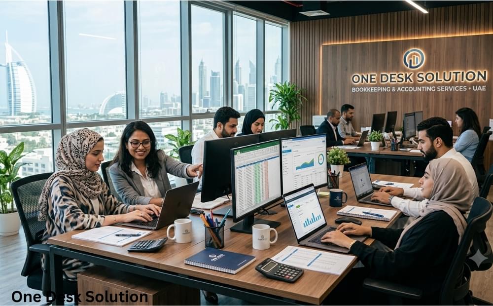 One Desk Solution, bookkeeping services team working in the office, UAE