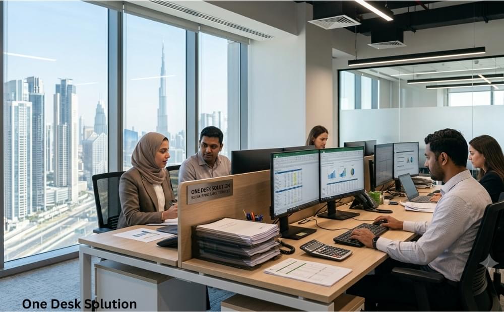 One Desk Solution, bookkeeping expert services team working in the office, UAE
