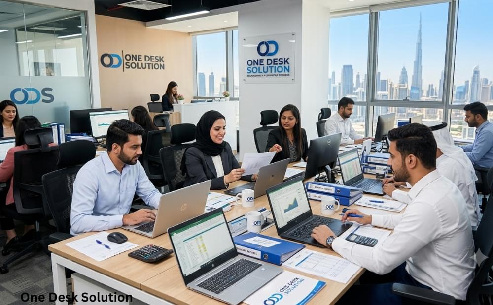One Desk Solution, bookkeeping expert services team working in the office, UAE