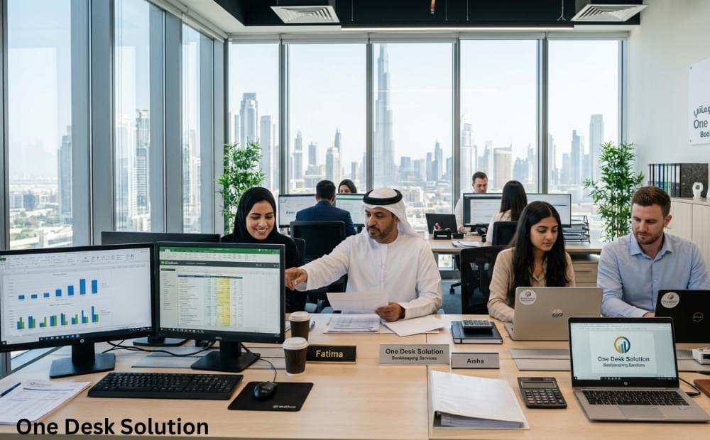 One Desk Solution, bookkeping Services team working in the office, UAE