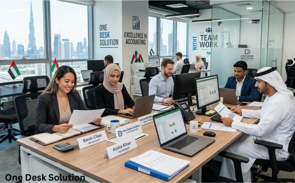 One Desk Solution, accounting Services team working in the office, UAE