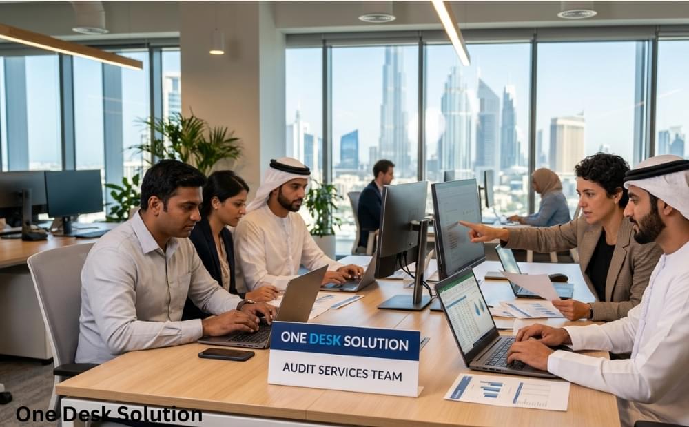 One Desk Solution, audit Services team working in the office, UAE