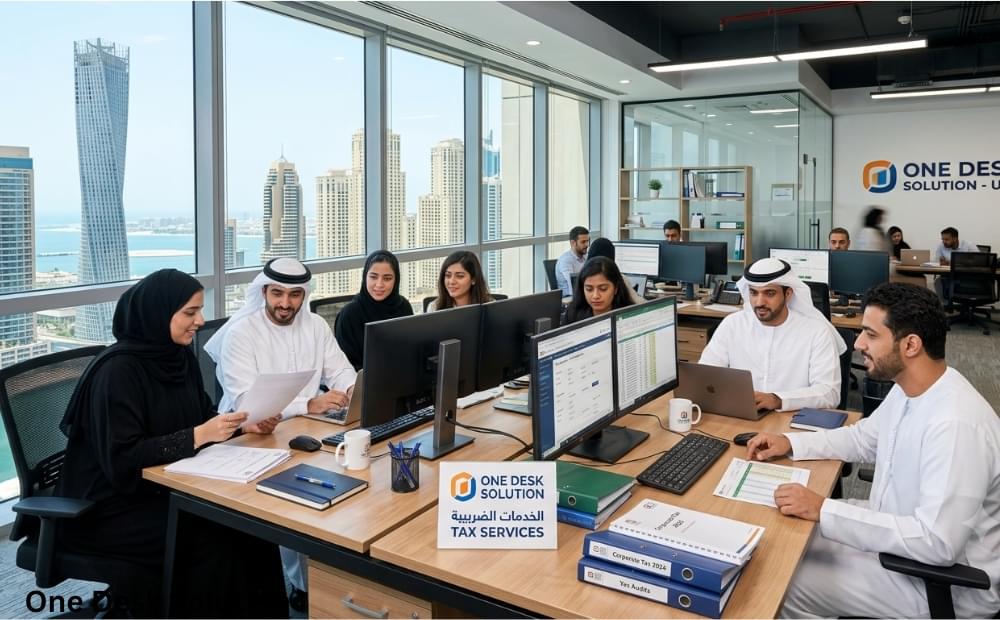 One Desk Solution, Tax Services team working in the office, UAE