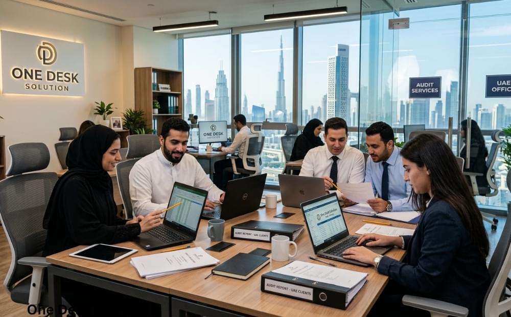 One Desk Solution, Audit services team working in the office, UAE