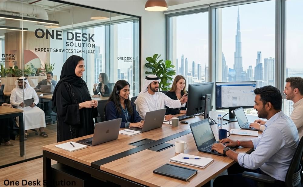 One Desk Solution, expert services team working in the office, UAE