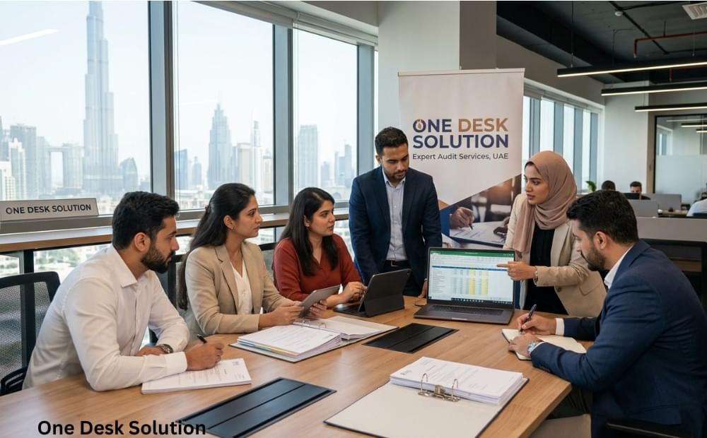 One Desk Solution, expert Audit services team working in the office, UAE