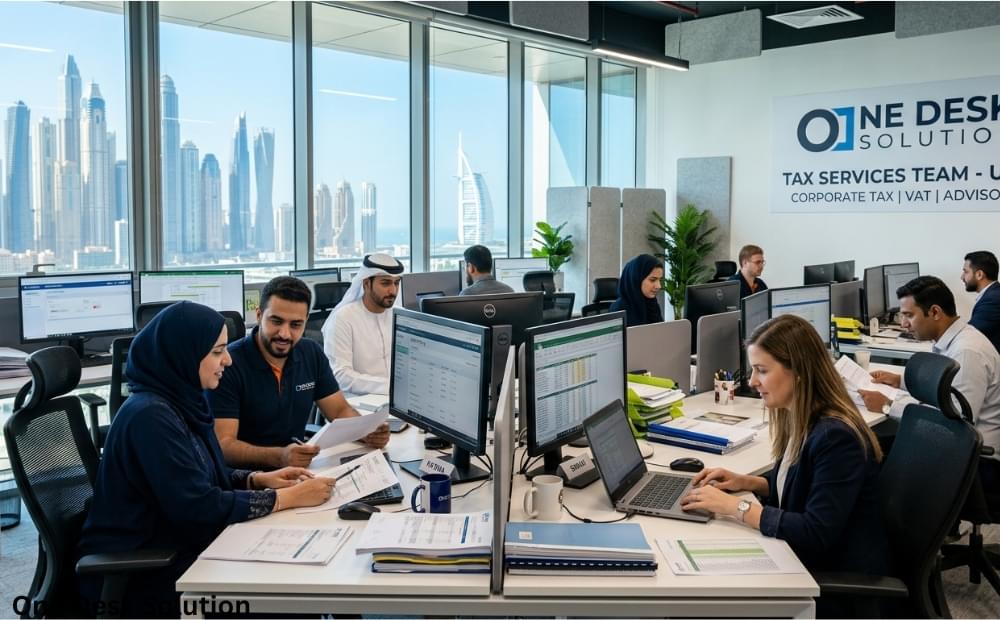 One Desk SOlution, TAx services team working in the office, UAE