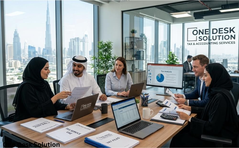 One Desk Solution, tax expert services team working in the office, UAE