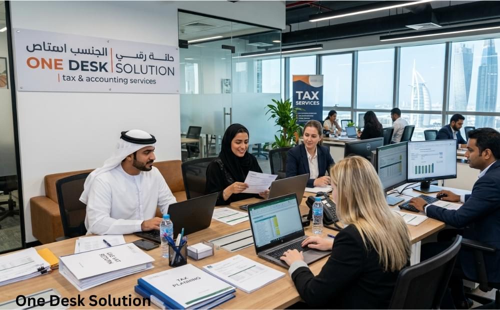 One Desk Solution, tax Services team working in the office, UAE