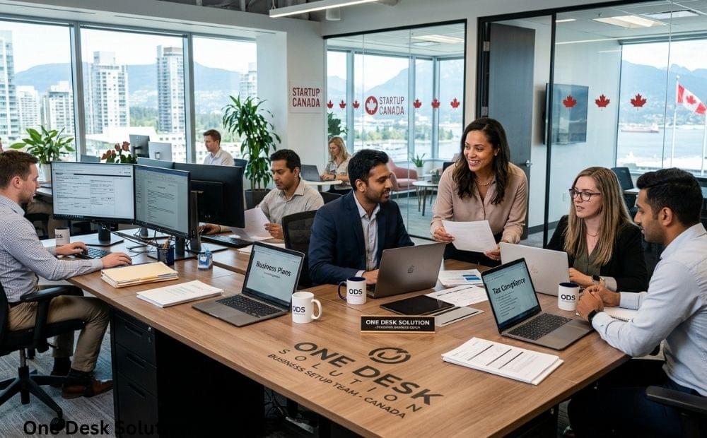 One Desk Solution, top business setup team working in the office, Canada